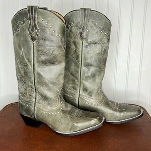 Smoky Mountain Boot Co Silver Gray Square Toe Boots Size 8.5 D